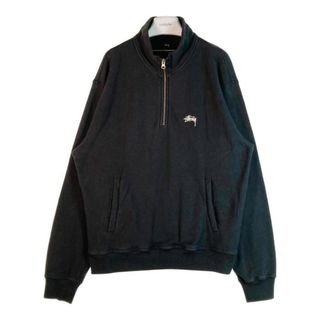 【美品】stussy フリース ハーフジップ ワンポイント ブラック M