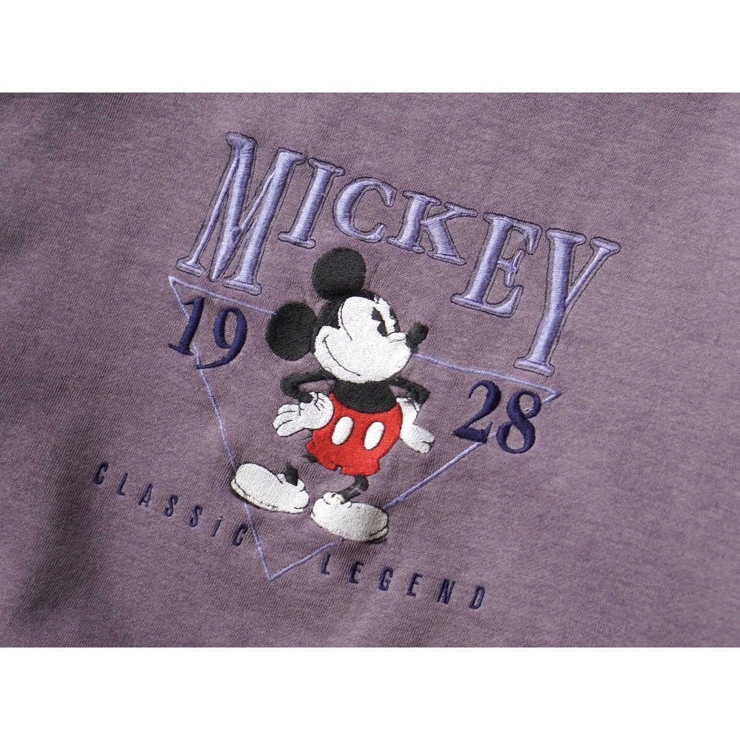 90s Disney ミッキー刺繍 フェード ボロスウェット グランジ - スウェット
