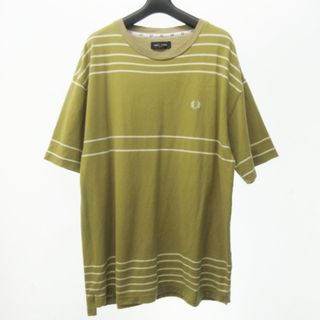 フレッドペリー(FRED PERRY)のフレッドペリー 美品 近年モデル Tシャツ ボーダー ロゴ 刺繍 コットン L(Tシャツ/カットソー(半袖/袖なし))