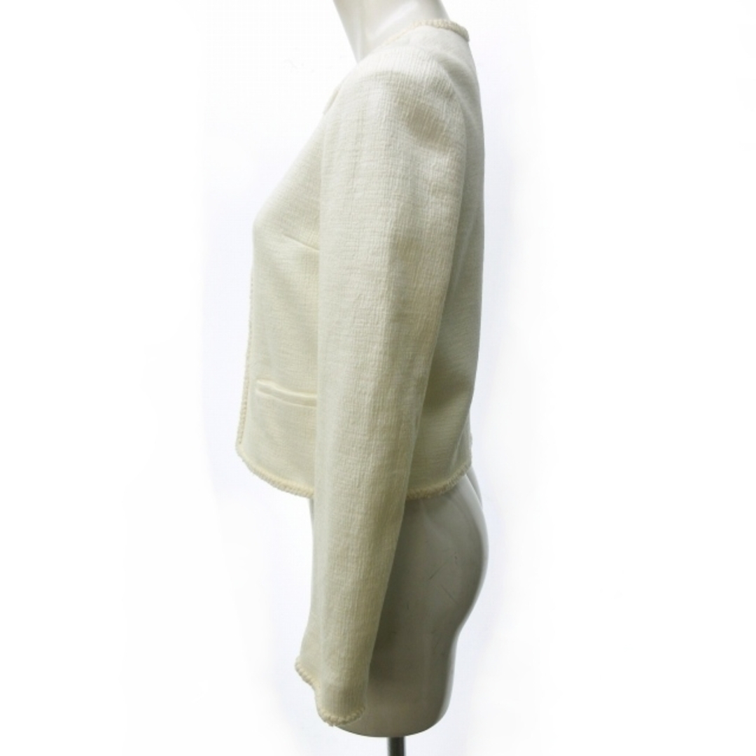 セオリー 19SS ノーカラージャケット ニット コットン ストレッチ 白 0