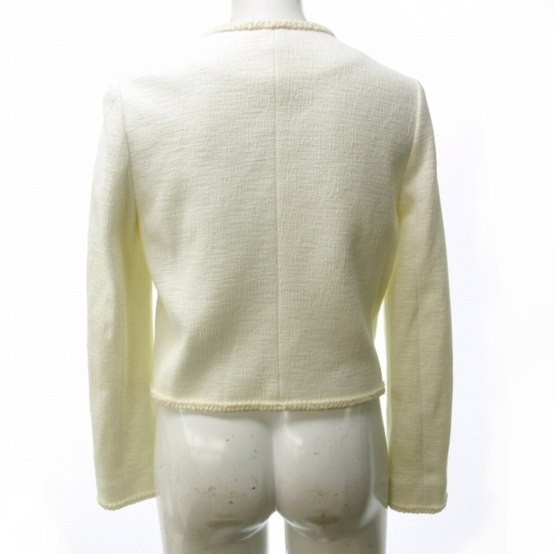 セオリー 19SS ノーカラージャケット ニット コットン ストレッチ 白 0