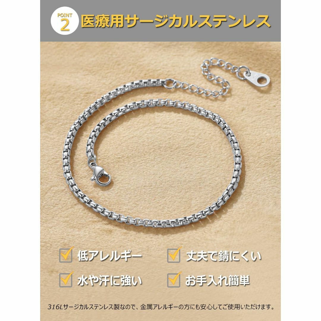 【色: A】ChainsPro ステンレス アンクレット メンズ シルバー 22