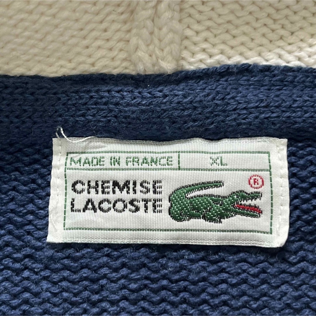 LACOSTE(ラコステ)の【LACOSTE】ラコステ 80s フランス製 ローゲージニット ジップフーディ メンズのトップス(ニット/セーター)の商品写真