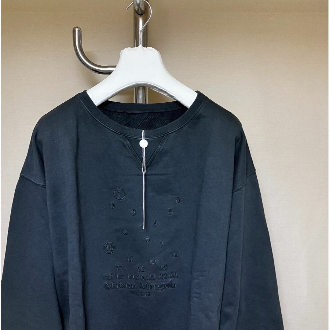 新品 M 23ss マルジェラ ロゴ刺繍スウェット 黒 5304