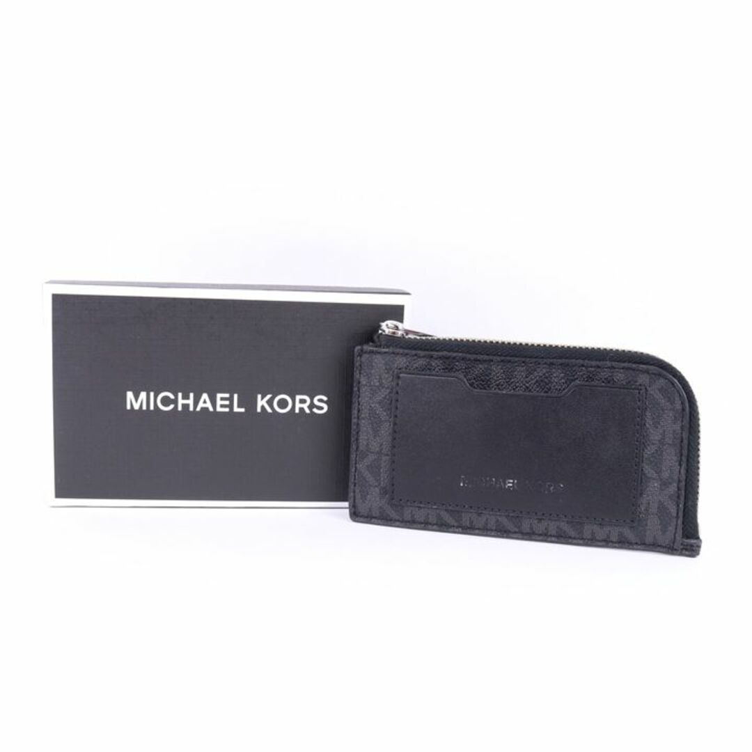 マイケルコース フラグメントケース カード/コインケース MKシグネチャー レザー ミニ財布 黒 メンズ ブラック Michael Kors
