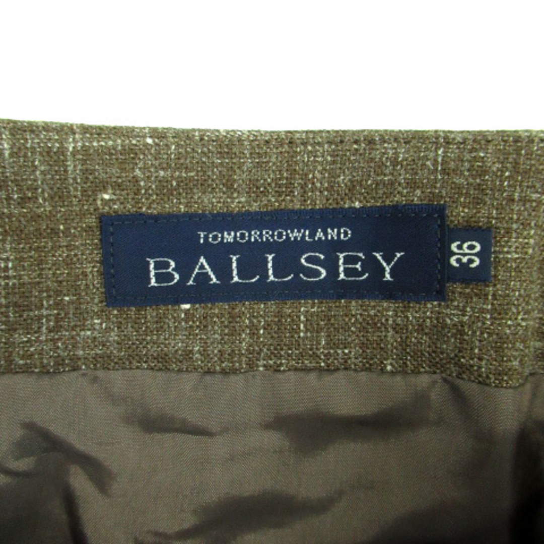 Ballsey(ボールジィ)のボールジー トゥモローランド フレアスカート ウール リネン混 36 ブラウン レディースのスカート(ひざ丈スカート)の商品写真