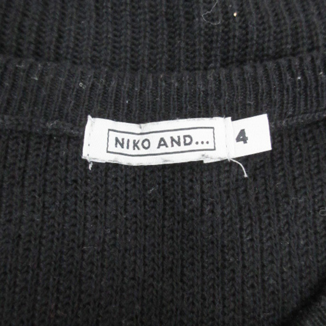 niko and...(ニコアンド)のニコアンド ニット セーター 七分袖 ラウンドネック 無地 4 黒 ブラック レディースのトップス(ニット/セーター)の商品写真