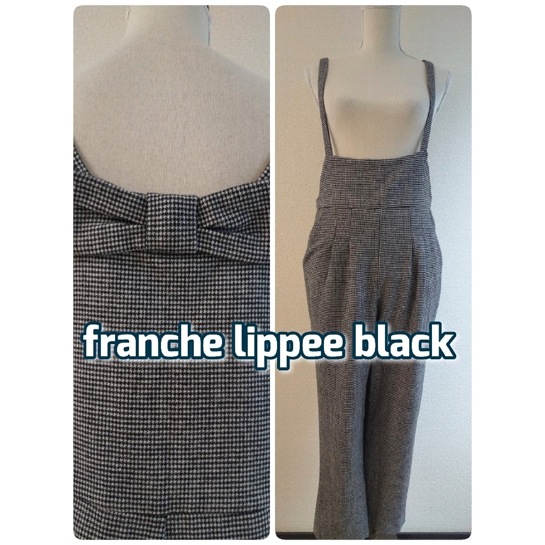 franchelippee black(フランシュリッペブラック)のフランシュリッペブラック　千鳥格子バックリボンサロペット　オーバーオール　M レディースのパンツ(サロペット/オーバーオール)の商品写真