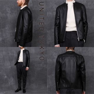 UNITED TOKYO - UNITED TOKYO ラムレザー シングルライダース 2 M 黒の UNITED TOKYO - UNITED TOKYO ラムレザー シングルライダース 2 M 黒の