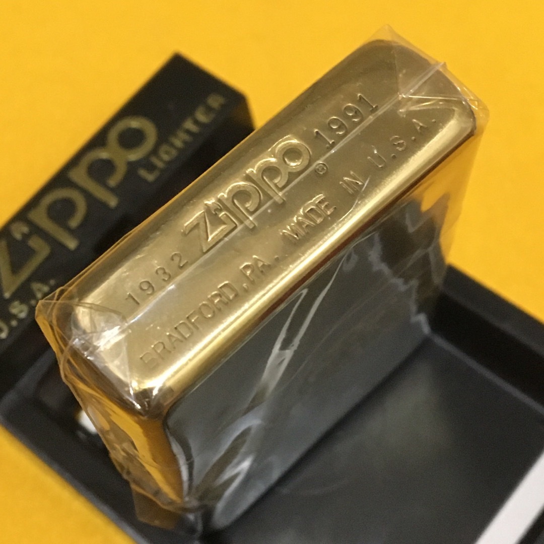 ZIPPO SOLIDBRASS GOLD グァムビンテージ ダブルイヤー 美品メンズ