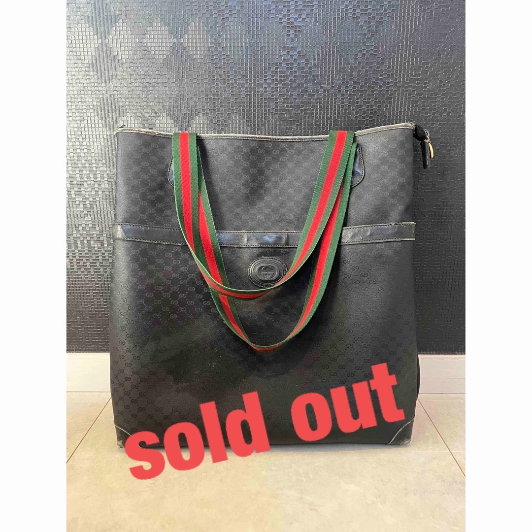 Gucci(グッチ)のオールドグッチ シェリーライン トートバッグ ブラック 希少 レディースのバッグ(トートバッグ)の商品写真