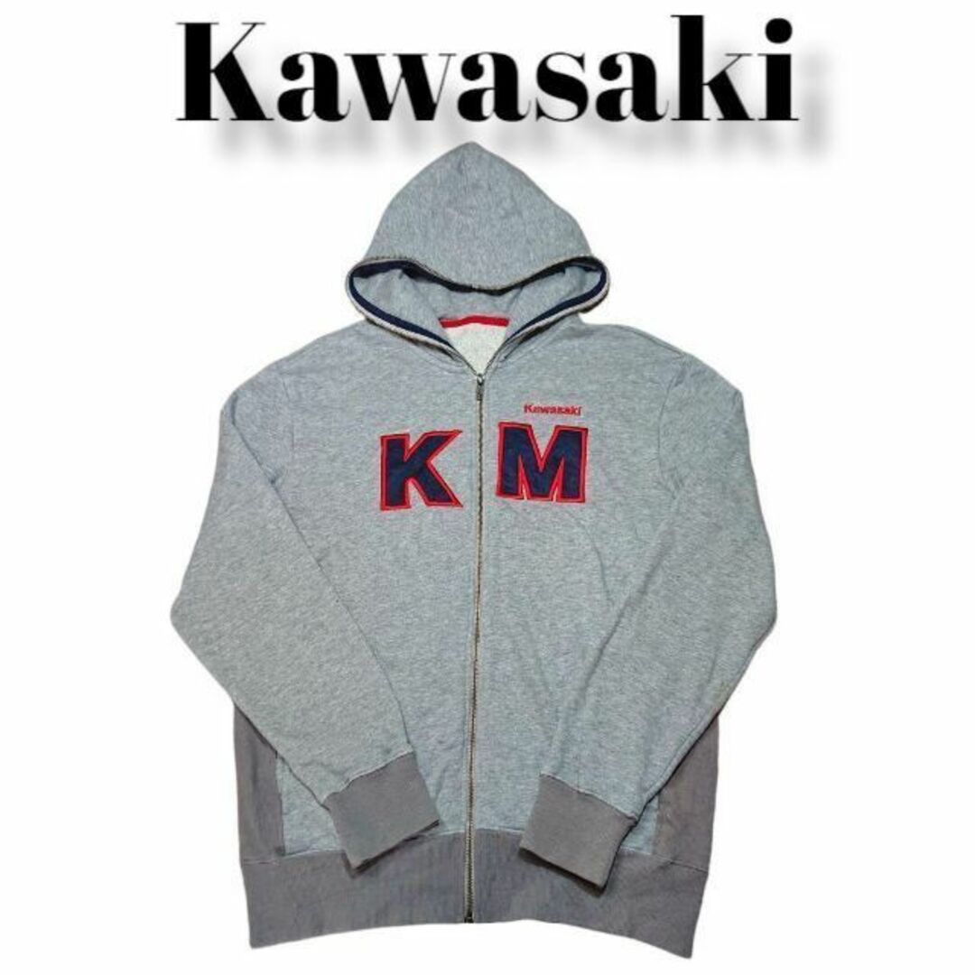 Kawasaki 両面 刺繍 フルジップ スウェットパーカー  カワサキ