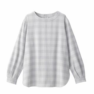 ムジルシリョウヒン(MUJI (無印良品))のmay様専用！無印良品 フランネル長袖ブラウス Mサイズ グレーチェック新品 (シャツ/ブラウス(長袖/七分))