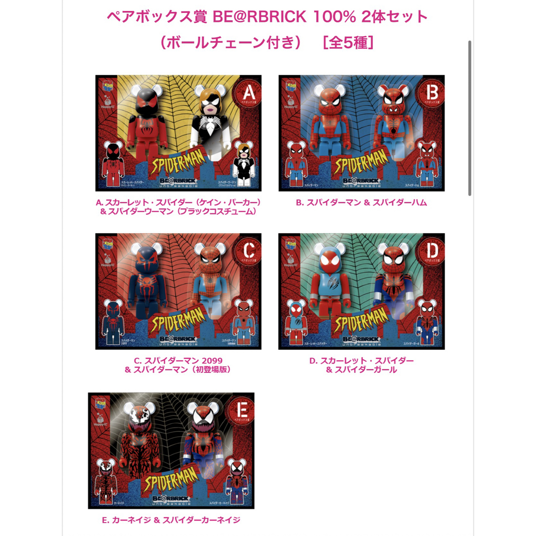 ハッピーくじ　BE@RBRICK 100%　MARVEL SPIDERMAN