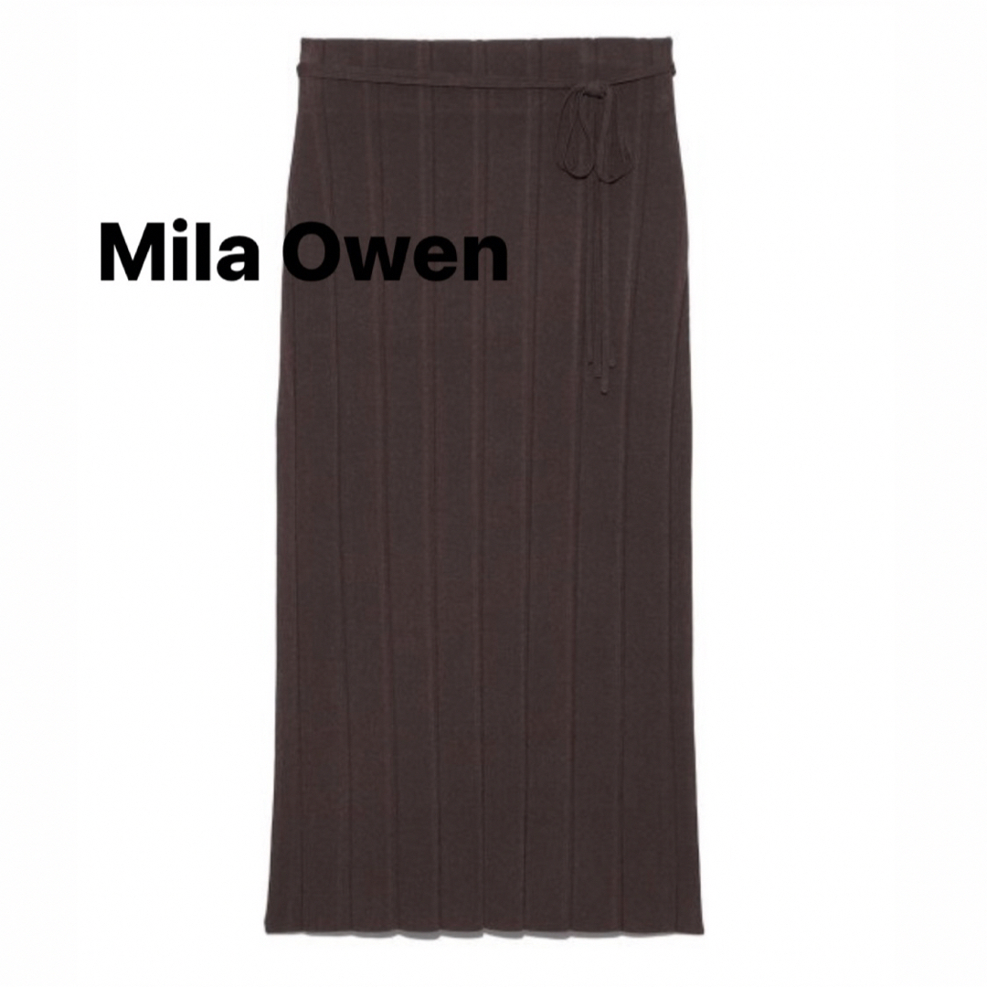 Mila Owen(ミラオーウェン)の【美品】Mila Owen❤️ブラウン タイトニットスカート 冬服 秋服 レディースのスカート(ロングスカート)の商品写真