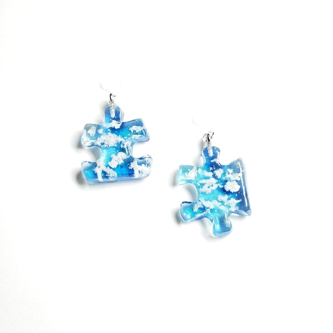 No.1483-A ジグソーパズル☆空・雲☆ピアス・イヤリング