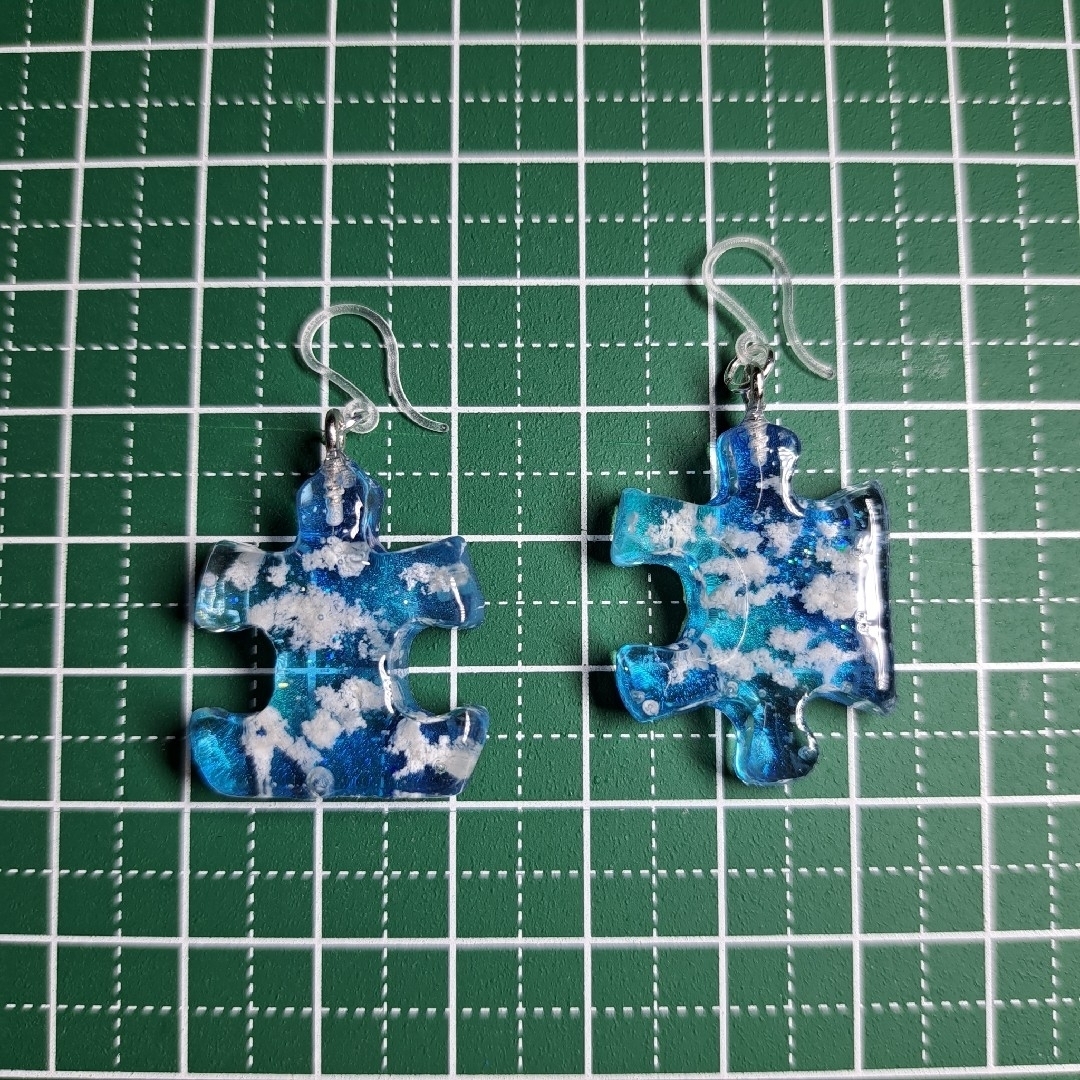 No.1483-A ジグソーパズル☆空・雲☆ピアス・イヤリング