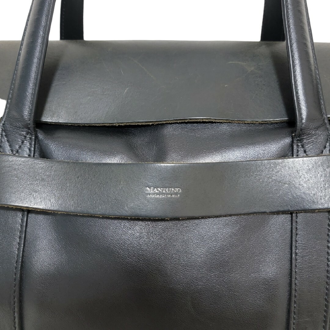【大人気】定価約9万円 マニウノ MANIUNO 本革 レザートートバッグ 黒