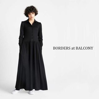 美品 ボーダーズアットバルコニー ウィークエンドマキシドレス 黒 36-