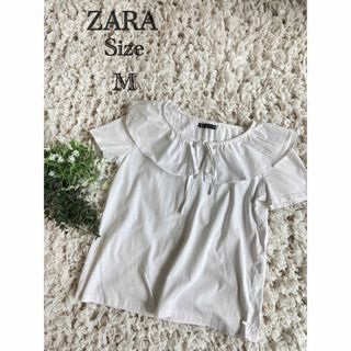 ザラ(ZARA)のZARA 白　ホワイト　襟付きTシャツ(Tシャツ(半袖/袖なし))