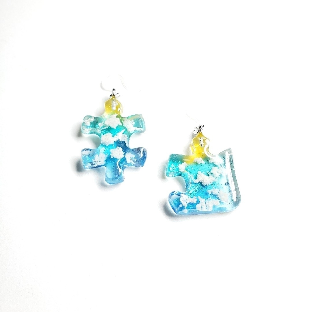 No.1483-A ジグソーパズル☆空・雲☆ピアス・イヤリング-bmccarretas