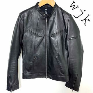 美品■wjk■羊革 レザー シングルライダース ジャケット 中綿ライナー XL