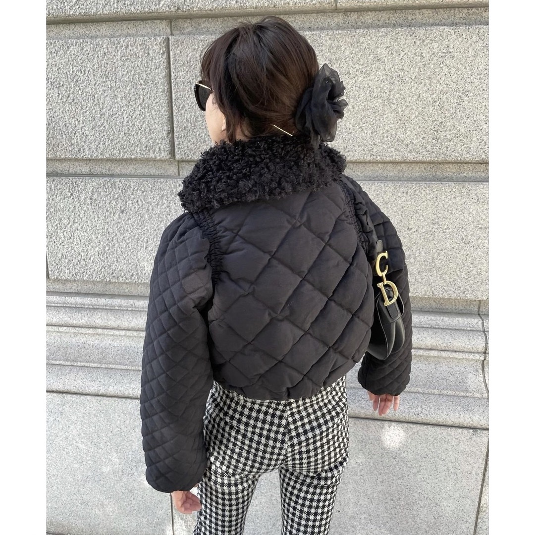 ダウンコートエピヌ fur ribbon quilting short down coat - gelda.com