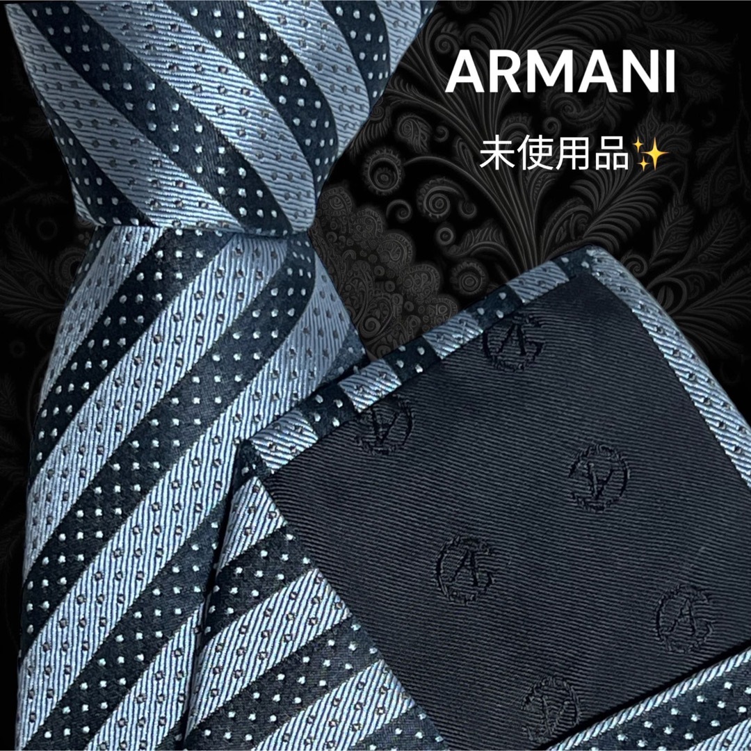 ✨未使用品✨ ARMANI アルマーニ イタリア製 ネイビーブルー ドット ...