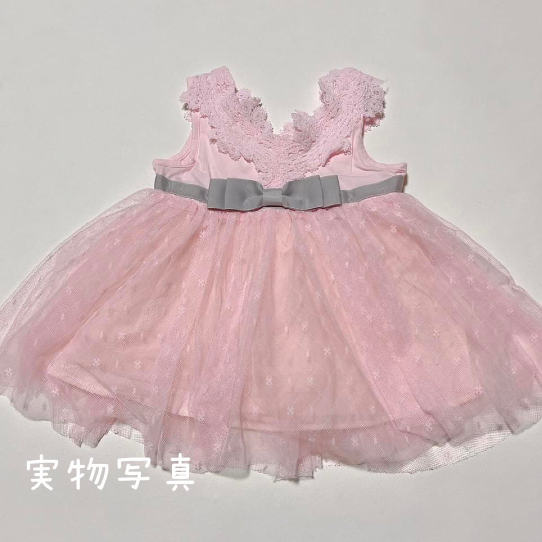 ♡ リボン付きワンピース ピンク ♡ 90 ベビー チュール ドレス 衣装 キッズ/ベビー/マタニティのキッズ服女の子用(90cm~)(ワンピース)の商品写真