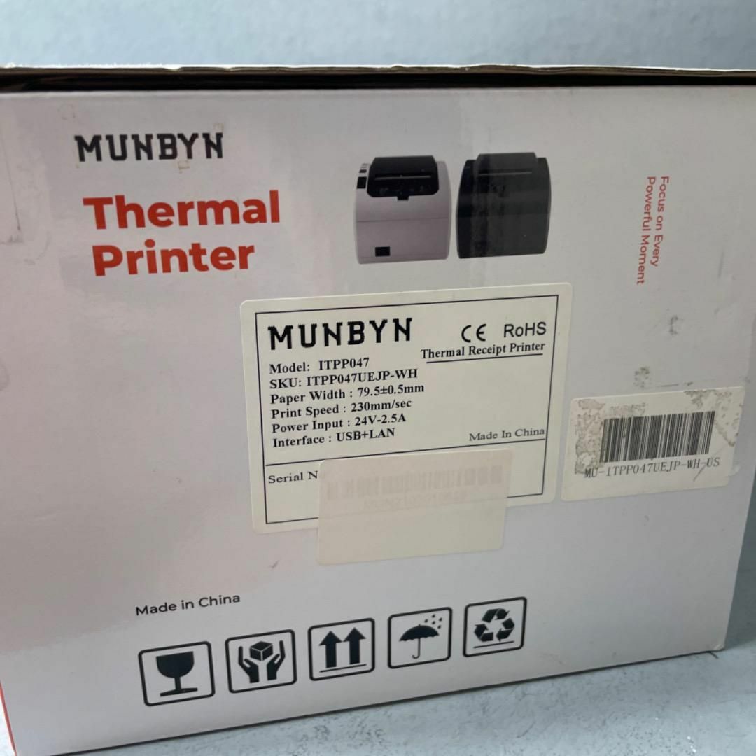 MUNBYN サーマルレシートプリンター 高速印刷 300mm/s