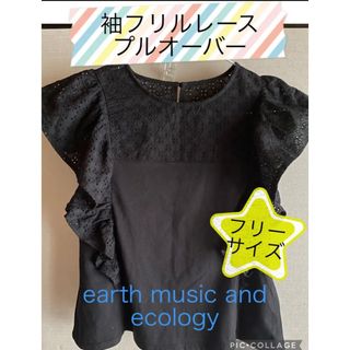 アースミュージックアンドエコロジー(earth music & ecology)の新品☆earth music and ecology 袖フリルレースプルオーバー(カットソー(半袖/袖なし))