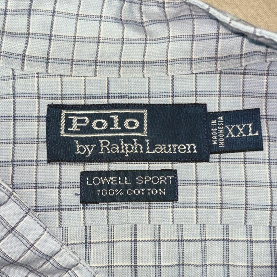 POLO RALPH LAUREN(ポロラルフローレン)の90s POLO RALPH LAUREN チェックシャツ 水色 刺繍ロゴ メンズのトップス(シャツ)の商品写真