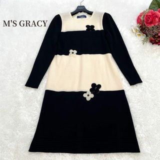 エムズグレイシー(M'S GRACY)のいちご様専用　良品✨M'S GRACY✨カメリア　ワンピース　スパンコール　(ひざ丈ワンピース)