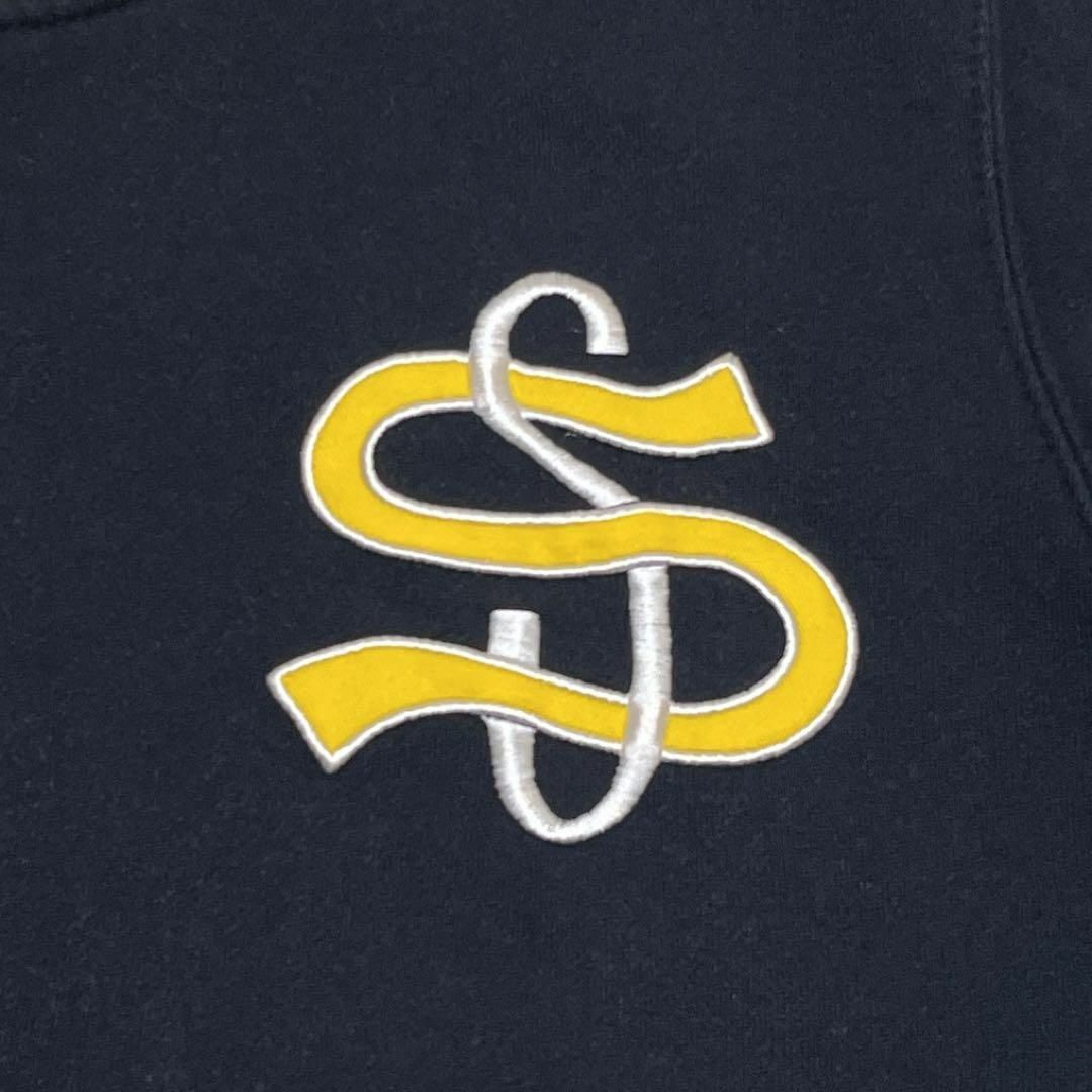 STUSSY(ステューシー)のSTUSSY ステューシー スウェット トレーナー スナップ 刺繍 ロゴ 紺 黄 メンズのトップス(スウェット)の商品写真