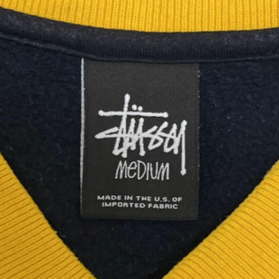 STUSSY(ステューシー)のSTUSSY ステューシー スウェット トレーナー スナップ 刺繍 ロゴ 紺 黄 メンズのトップス(スウェット)の商品写真