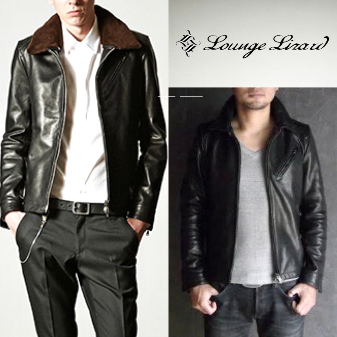 LOUNGE LIZARD 2WAY キップレザー シングル ライダース　M 黒レザージャケット