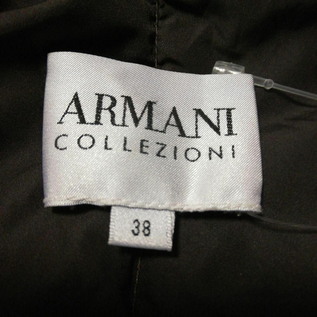 7超美品 アルマーニコレツォーニ 38 ロングダウンコート ブラウンの