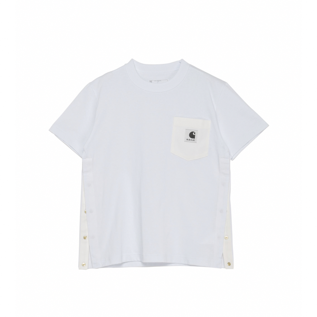 Sacai サカイ 23SS 23-06515 S Cotton Jersey T-Shirt サイドスリット クロップド クルーネック 半袖 Tシャツ ホワイト系 1