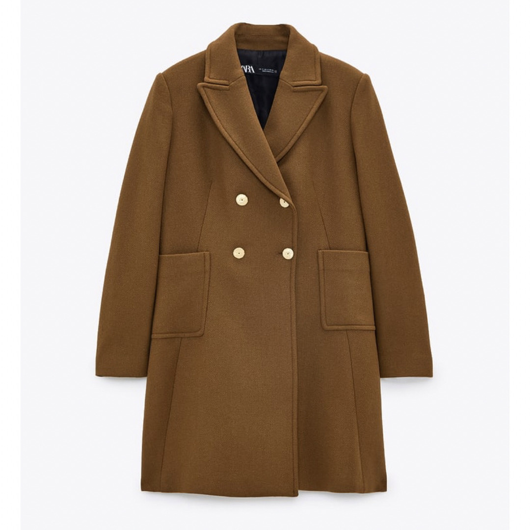 ZARA - ZARA ダブルブレストコート ブラウン キャメル ゴールド ZARA - ZARA ダブルブレストコート ブラウン キャメル ゴールド