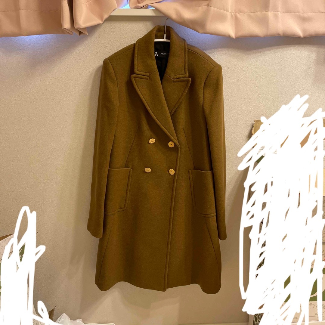 ZARA - ZARA ダブルブレストコート ブラウン キャメル ゴールド ZARA - ZARA ダブルブレストコート ブラウン キャメル ゴールド