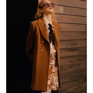 ザラ(ZARA)のZARA ダブルブレストコート　ブラウン　キャメル　ゴールドボタン(チェスターコート)