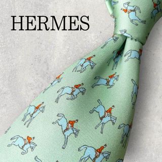 美品 HERMES エルメス 馬 馬具 アニマル柄 ネクタイ イエロー 黄