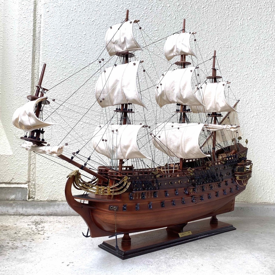 美品 帆船模型 完成品 置物 サンフェリペ 号