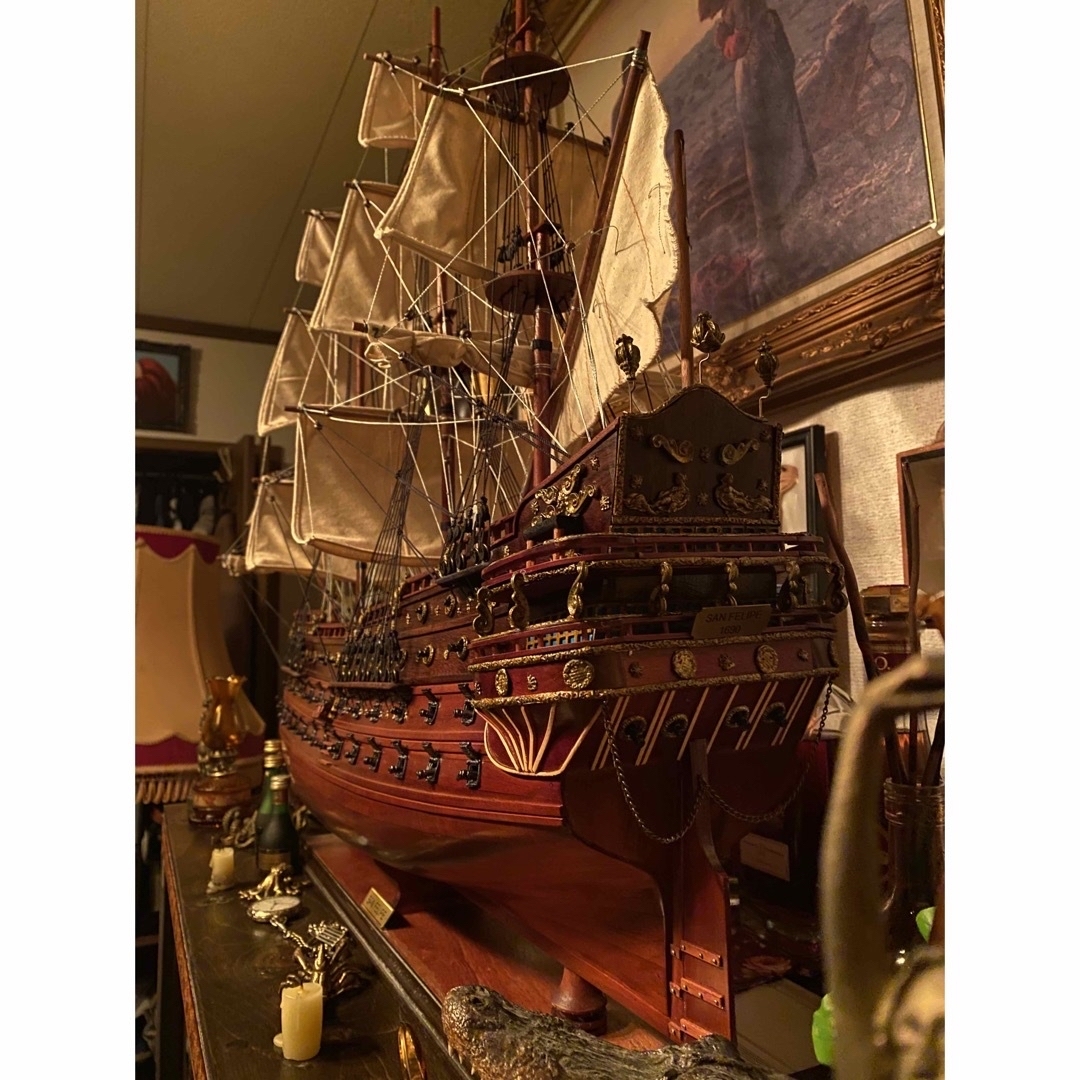 美品 帆船模型 完成品 置物 サンフェリペ 号