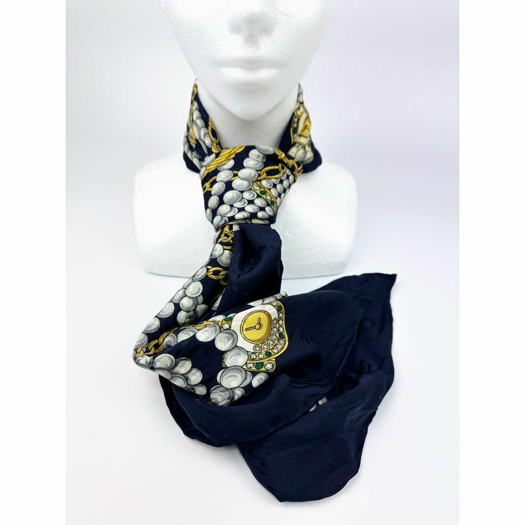 ショパール　Chopard大判スカーフ　シルク100% 首飾り　真珠　チェーン 1