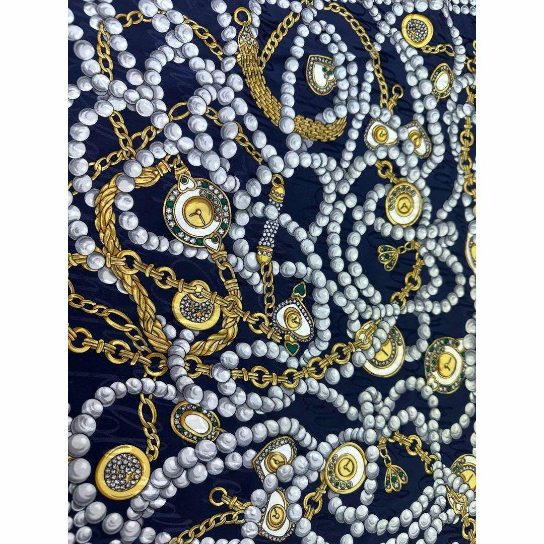 ショパール　Chopard大判スカーフ　シルク100% 首飾り　真珠　チェーン 6