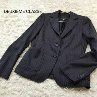 ドゥーズィエムクラス(DEUXIEME CLASSE)のDeuxiemeClasseピンストライプ柄テーラードジャケット36黒白(テーラードジャケット)