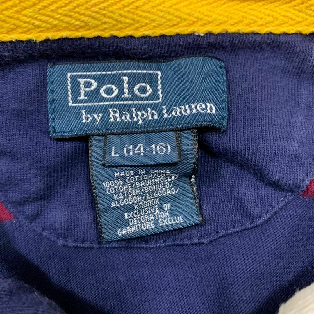 POLO RALPH LAUREN(ポロラルフローレン)のPOLO Ralph Lauren ボーダー 長袖 ポロシャツ ブランド シャツ キッズ/ベビー/マタニティのキッズ服女の子用(90cm~)(Tシャツ/カットソー)の商品写真