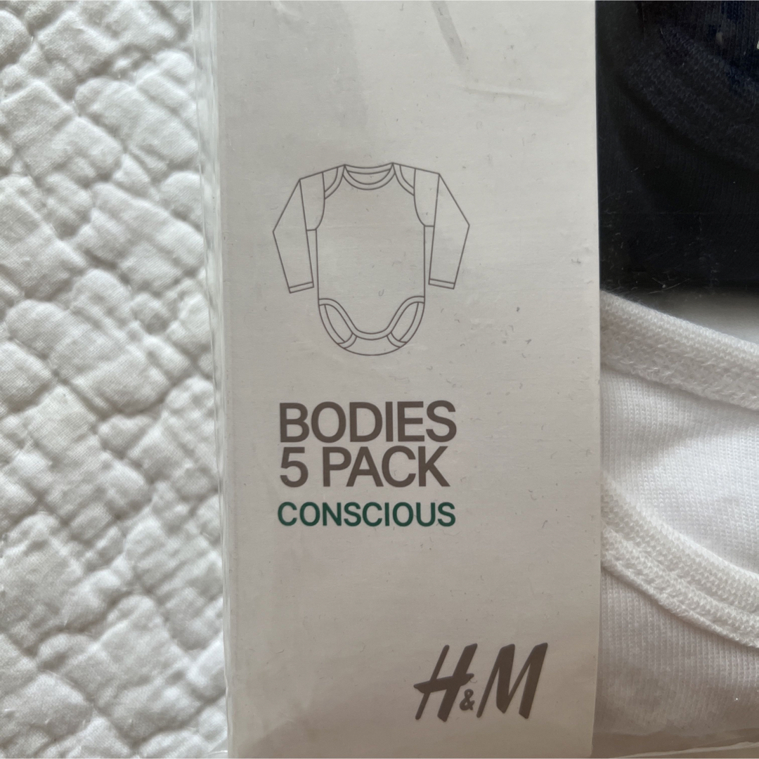 H&M(エイチアンドエム)の新品 H&M コットン長袖ロンパース3着セット キッズ/ベビー/マタニティのベビー服(~85cm)(ロンパース)の商品写真