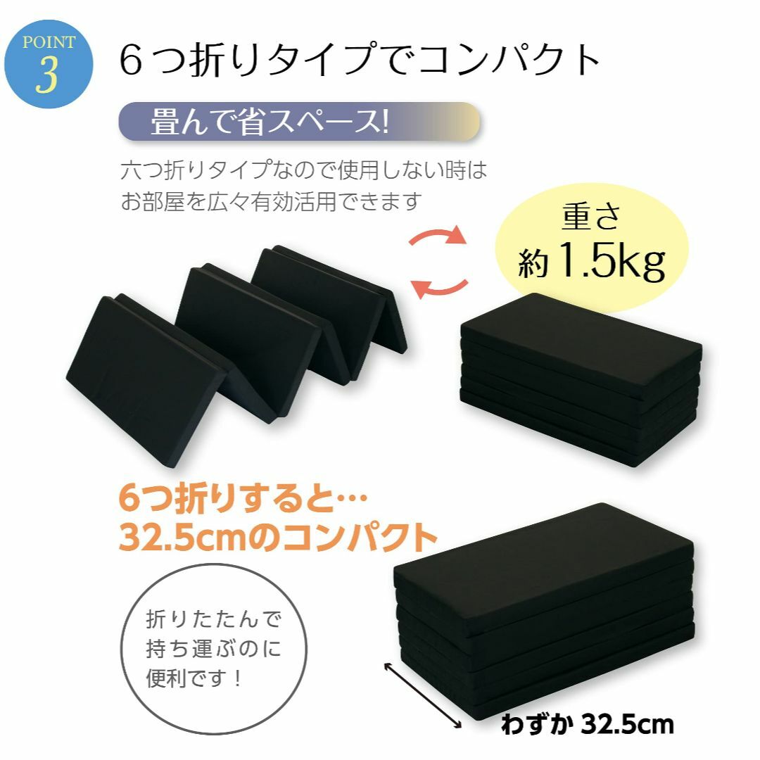アーケム 高硬度 六つ折り マットレス セミシングル スモール 60cm幅 ブラ アーケム 高硬度 六つ折り マットレス セミシングル スモール 60cm幅 ブラ